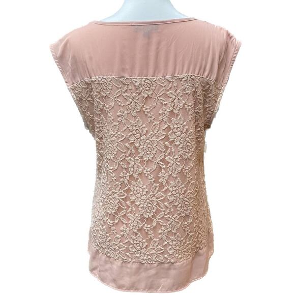 Spense Knit Popover Scoop Neck Sleeveless Lace Cottagecore Top Women XL Pink - Picture 4 of 9